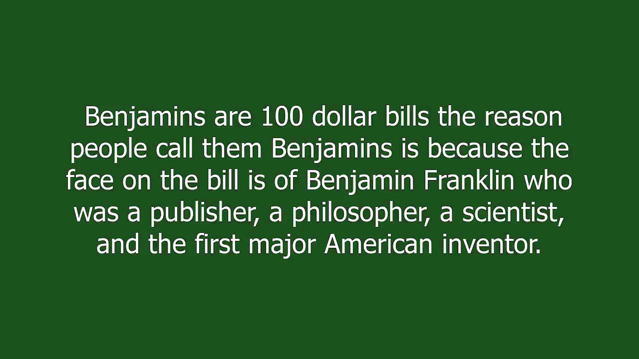 Benjamins meaning and pronunciation