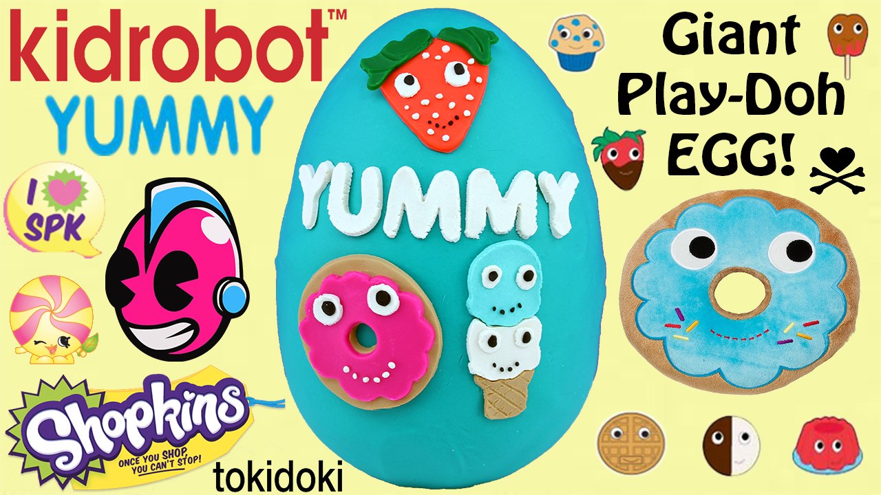 GIANT Kidrobot Yummy Play Doh Surprise Egg | Yummy Dessert Yummy Breakfast Shopkins 12 Pack