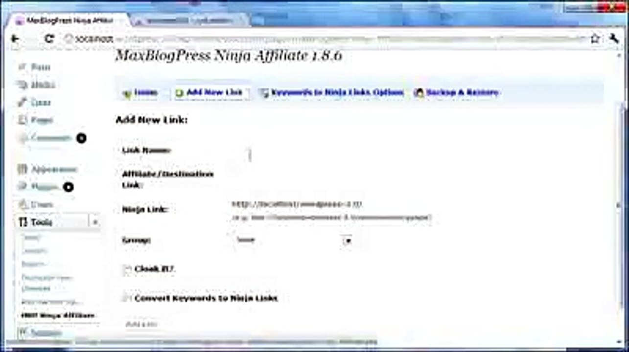 MaxBlogPress Ninja Affiliate Wordpress Affiliate Link Management Plugin 55