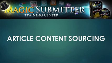 Article Content Sourcing - Magic Submitter Training