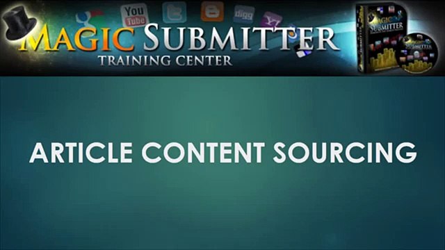 Article Content Sourcing - Magic Submitter Training