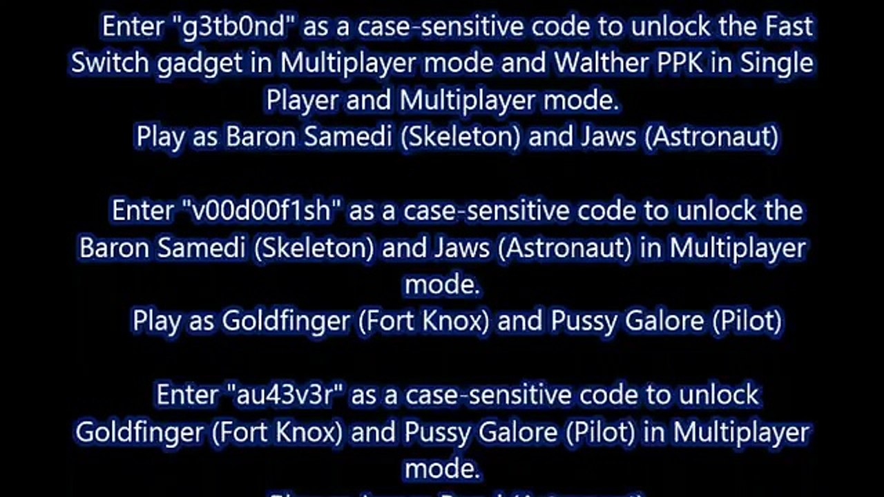 007 Legends Cheats, Cheat Codes, Achievements, Secret Achievements XBOX 360