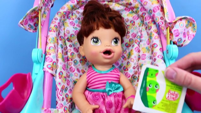 Baby Alive Stroller & Car Seat Travel System Lucy Doll Outing & Eating Baby Food + Diaper