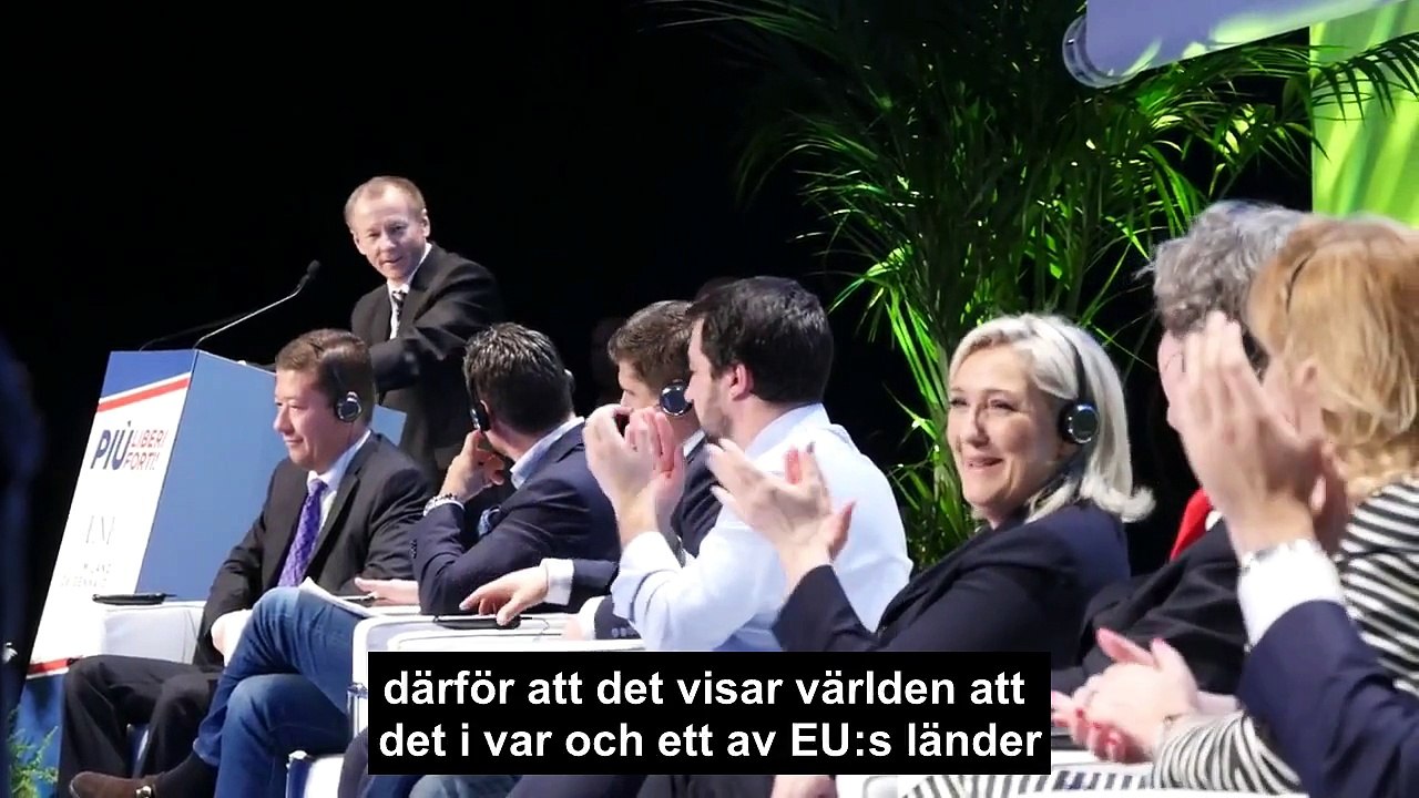 Marine Le Pen vid ENF:s möte i Milano