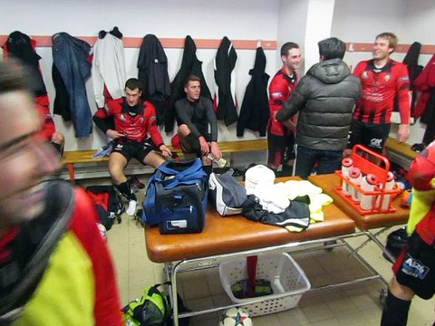Cri de joie dans les vestiaires muratais suite à la victoire (1 - 0 But de Coco Besson) contre Massiac/Molompize le 31/01/2016 :
