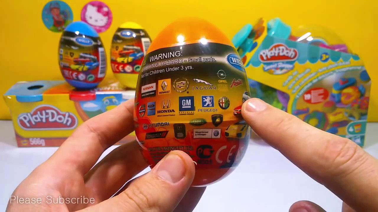 4 Kinder Surprise Eggs Unboxing Cars Toys, Lamborghini, Porsche, Ford, GM Surprise