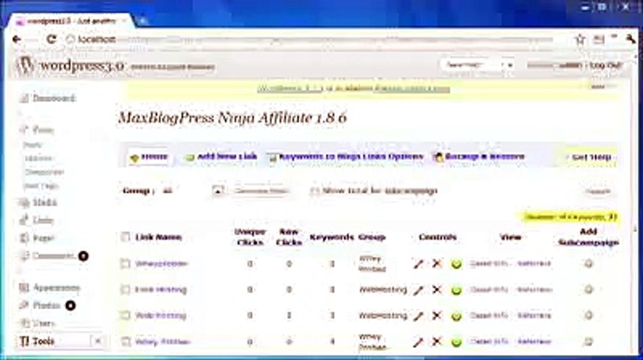 MaxBlogPress Ninja Affiliate Wordpress Affiliate Link Management Plugin 183