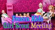 Frozen Kids Girl Scout Meeting with Barbie and Spiderman Girl Scout Leaders and Frozen Elsa Mom