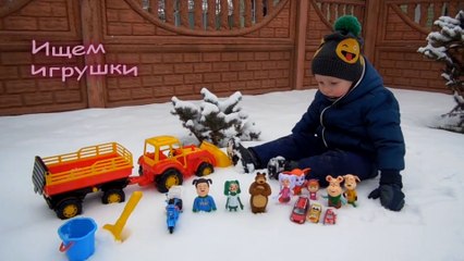 Барбоскины и другие игрушки в снегу _ Пролетает огромный самолет