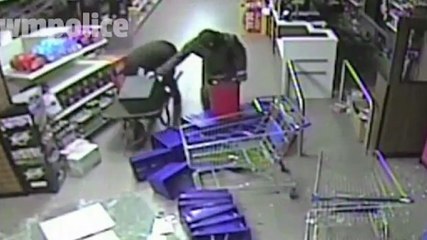 CCTV captures moment robbers smash into shop using truck