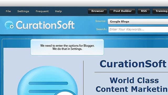 CurationSoft.com - Blogger - Settings and Options
