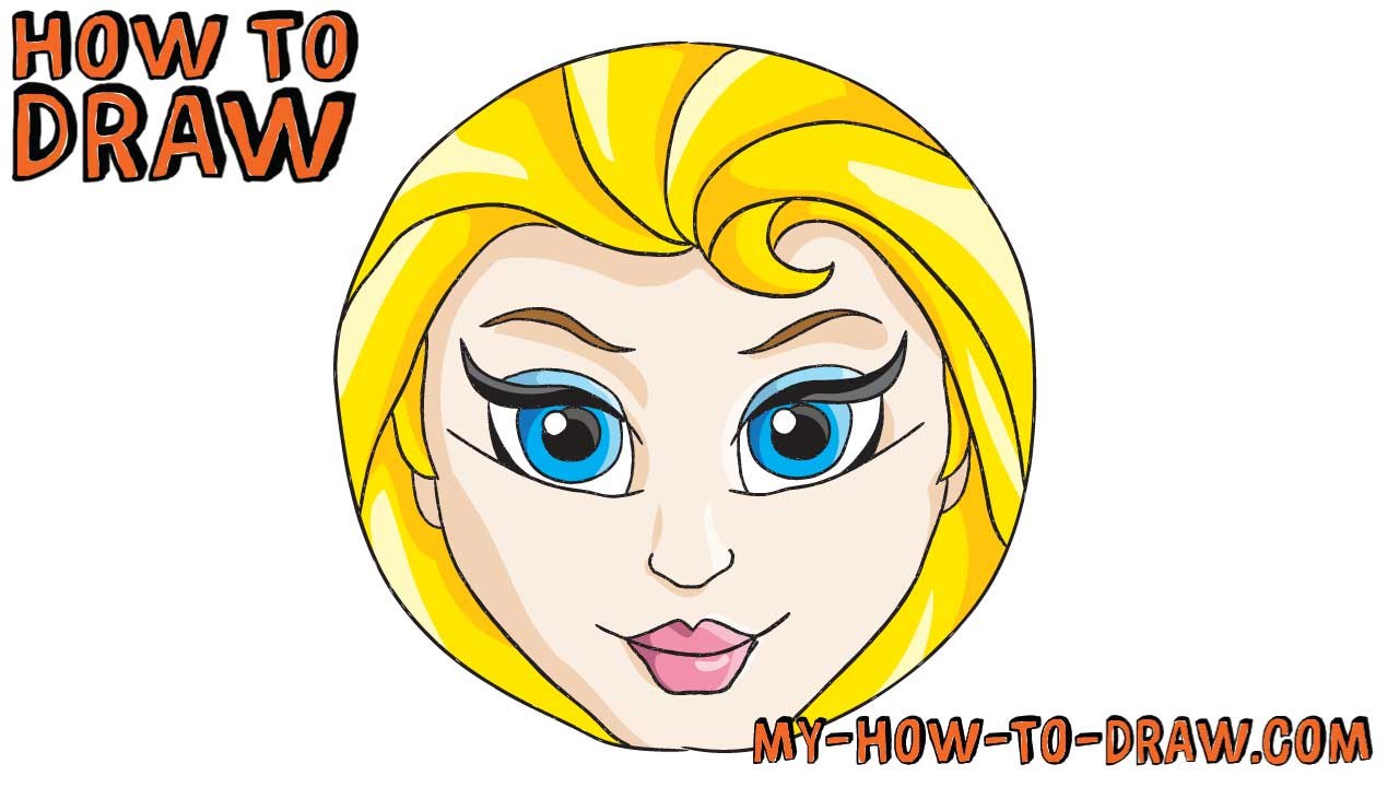 How to draw Elsa **EASY** Face Badge - Easy step-by-step drawing tutorial