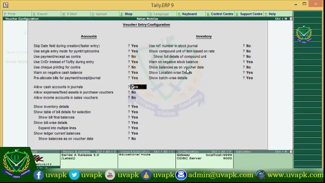 Lecture 6 How to make voucher configuration in tally in urdu hindi