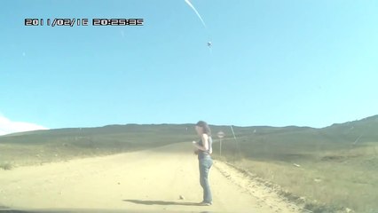 Жирный суслик застрял в норе прямо на дороге