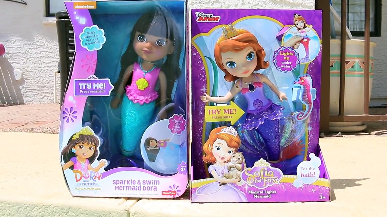 Mermaids Underwater! Dora Sparkle + Swim Mermaid Sofia The First Magical Lights Mermaid Po