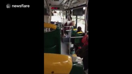 Girl takes off all her clothes on the bus in China