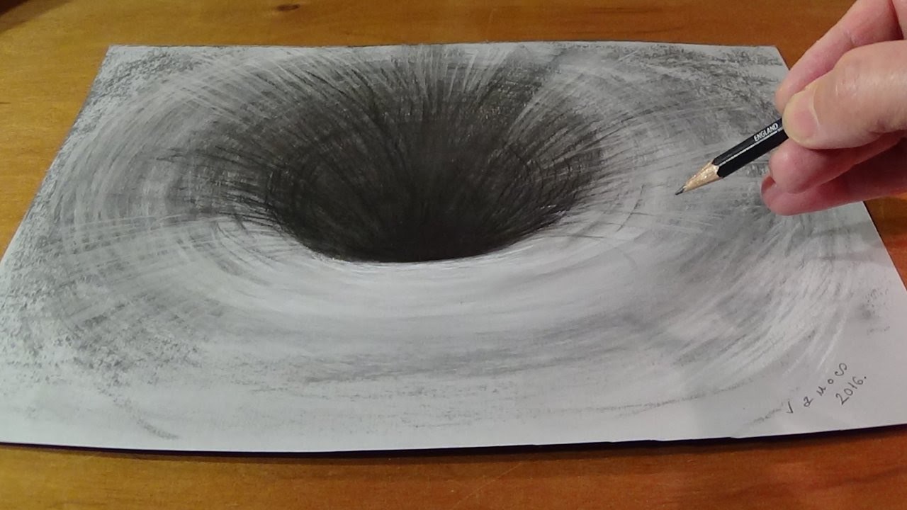 Drawing a 3D Black Hole, Anamorphic Art