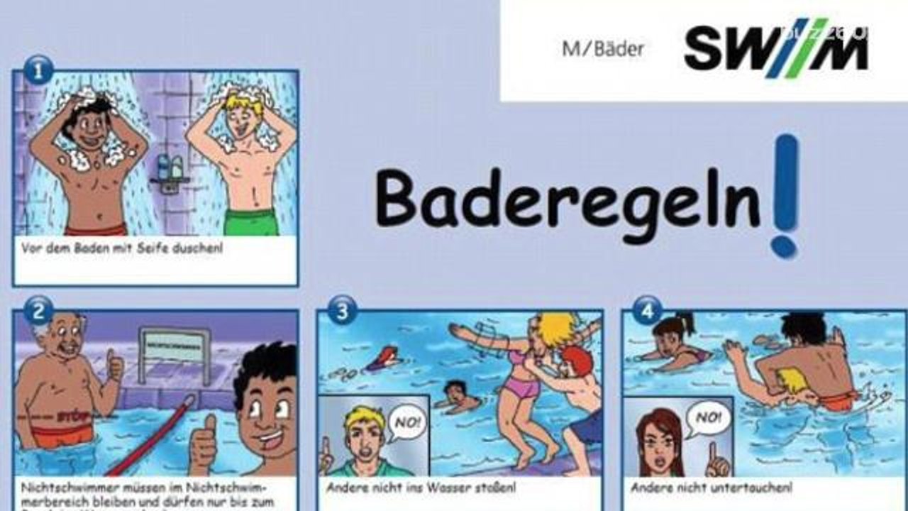 Germany uses cartoons to explain proper swimming pool behavior