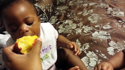 Twin Babies Cry when Mom Takes Peach Away