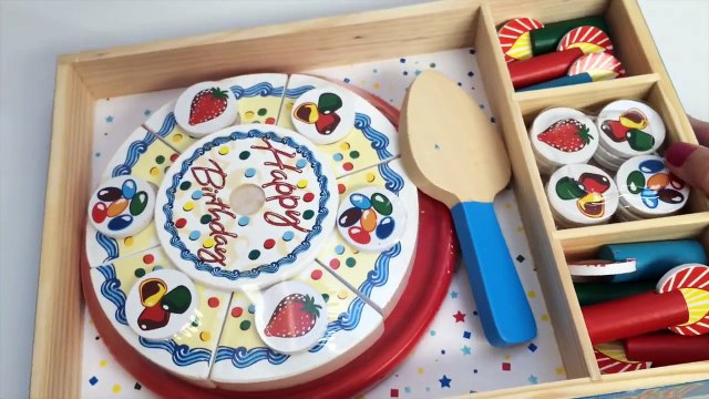 Wooden Birthday Party Playset Melissa & Doug Toys Happy Birthday Cake Play Food Cooking Set