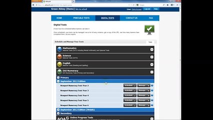 EAS Numeracy - Schedule a test in alfie|testbank