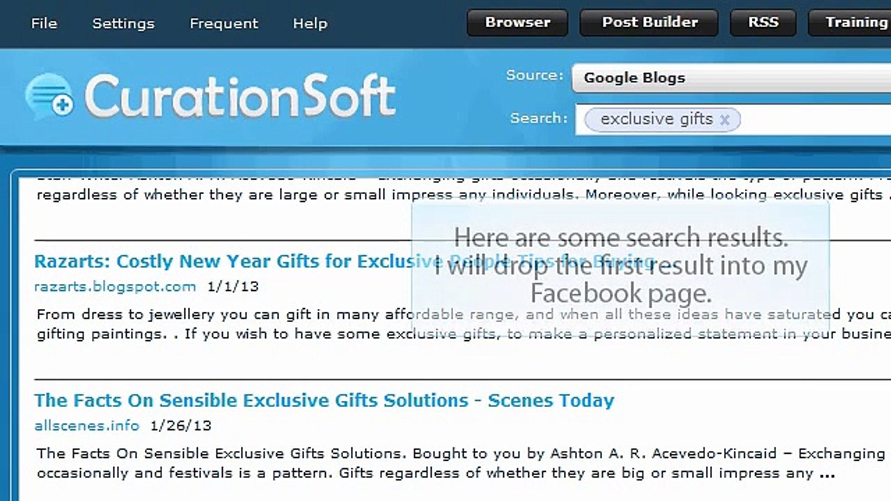 CurationSoft.com - Building A Post in Facebook