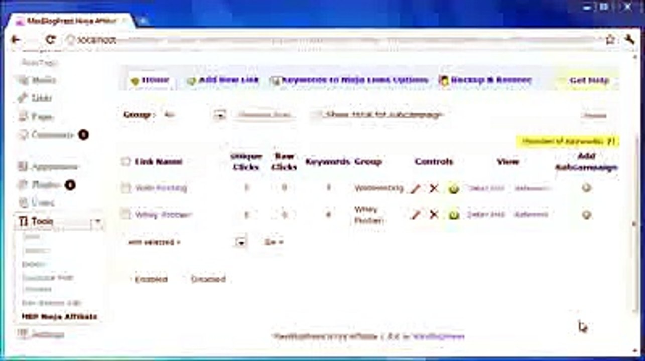 MaxBlogPress Ninja Affiliate Wordpress Affiliate Link Management Plugin 144