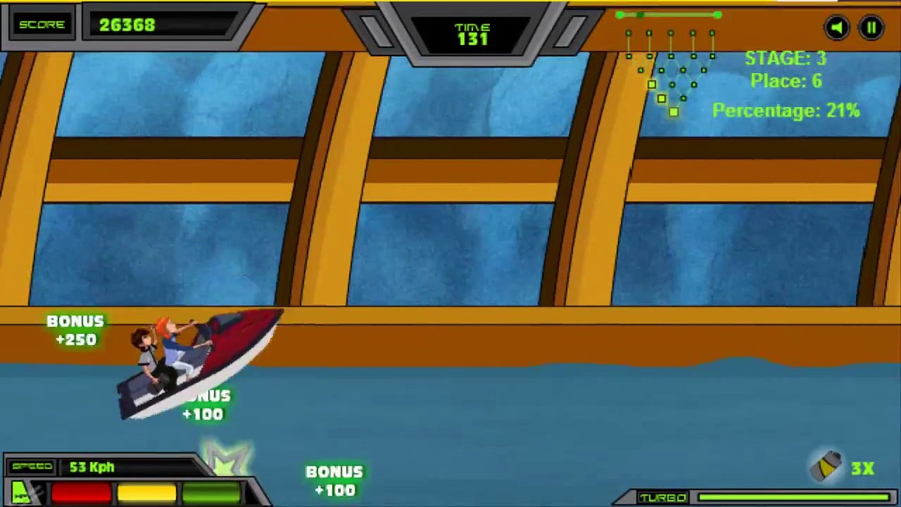 Ben 10 - Jet Ski Dash Ben 10 Game [ Full Gameplay Movie ]