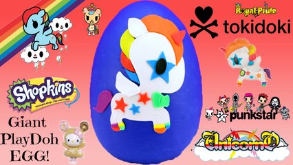 GIANT Tokidoki Unicorno Play Doh Surprise Egg| Shopkins Royal Pride Unicorno Series 3 Frenzies