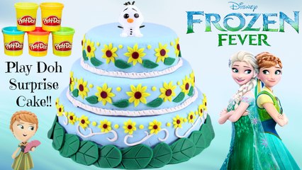 HUGE Disney Frozen Fever Play Doh Cake - Surprise Toys Fash’ems, Mystery Minis, Chocolate Eggs
