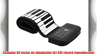 Andoer? Piano Port?til 88 Teclas de silicona flexible Enrollable Piano Teclado plegable a Mano