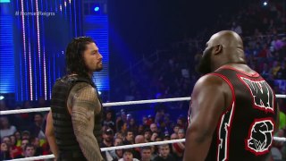 Roman Reigns spears a returning Mark Henry through the barricade SmackDown, March 12, 2015