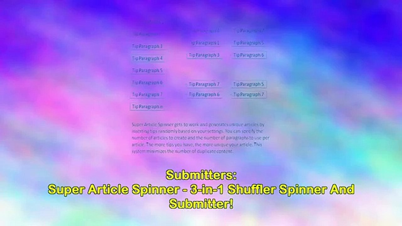 Super Article Spinner - 3-in-1 Shuffler Spinner And Submitter!