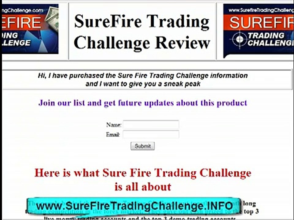 Sure Fire Trading Challenge Sneak Peak and Review