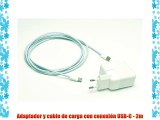 iProtect Set 2en1 adaptador USB-C y cable de carga USB-C 2m para el nuevo Apple MacBook blanco