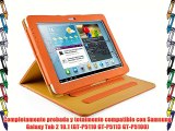 JAMMYLIZARD | Funda De Piel Para Samsung Galaxy TAB 2 10.1 Tipo Libro Con Soporte NARANJA /