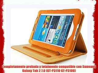 JAMMYLIZARD | Funda De Piel Para Samsung Galaxy TAB 2 7.0 Tipo Libro Con Soporte NARANJA /