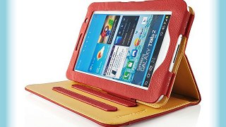 JAMMYLIZARD | Funda De Piel Para Samsung Galaxy TAB 2 7.0 Tipo Libro Con Soporte ROJO / CANELA