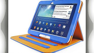 JAMMYLIZARD | Funda De Piel Para Samsung Galaxy TAB 3 10.1 Smart Case Cover AZUL / CANELA