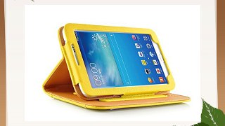 JAMMYLIZARD | Funda De Piel Para Samsung Galaxy TAB 3 8.0 Smart Case Cover AMARILLO / CANELA