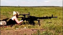 Beautiful girl shoots machine guns DShK and PK!!! Merciless fire!