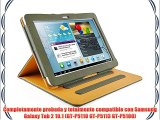 JAMMYLIZARD | Funda De Piel Para Samsung Galaxy TAB 2 10.1 Tipo Libro Con Soporte GRIS / CANELA