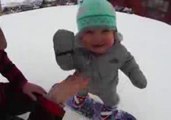 Watch This Baby's First Time Snowboarding