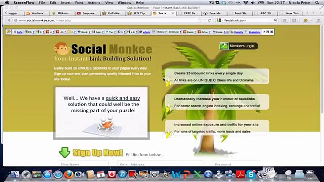 Review: -  How to Use Social Monkee: -  25 Backlinks per day