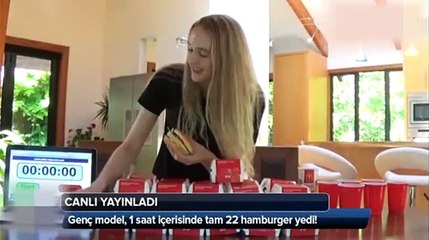 1 Saatten Kısa Sürede 22 Hamburger Yiyen Dünya Rekortmeni Kız