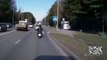 Biker crashes in police car in RUSSIA (LOL)!Байкер аварии