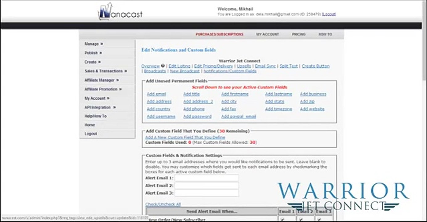 Integrate|Connect Nanacast with wishlist member