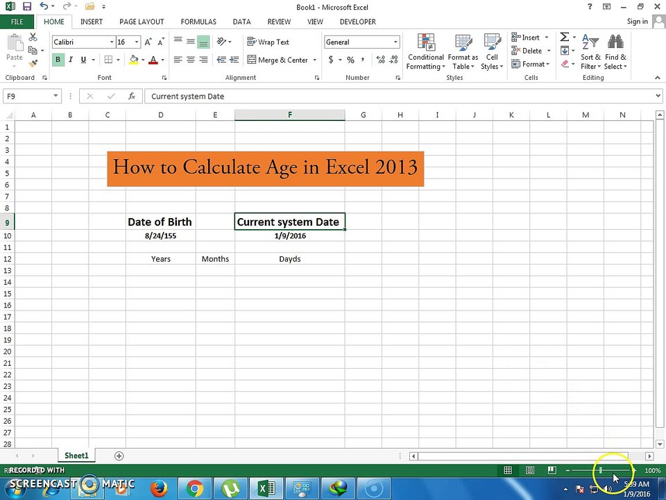 How to calulate age in excel