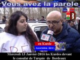 Télévision-Bordeaux-33 Les Kurdes de cenon devant me consulat de Turquie  pour dire non à la guerre  Alte  aux massacres la paix maintenant
