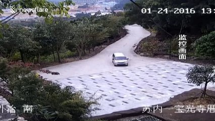 Driver crushed by car after forgetting to put handbrake on